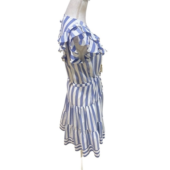 Bell Kerry blue/white stripe flutter sleeve cotton midi dress size small - Picture 12 of 16